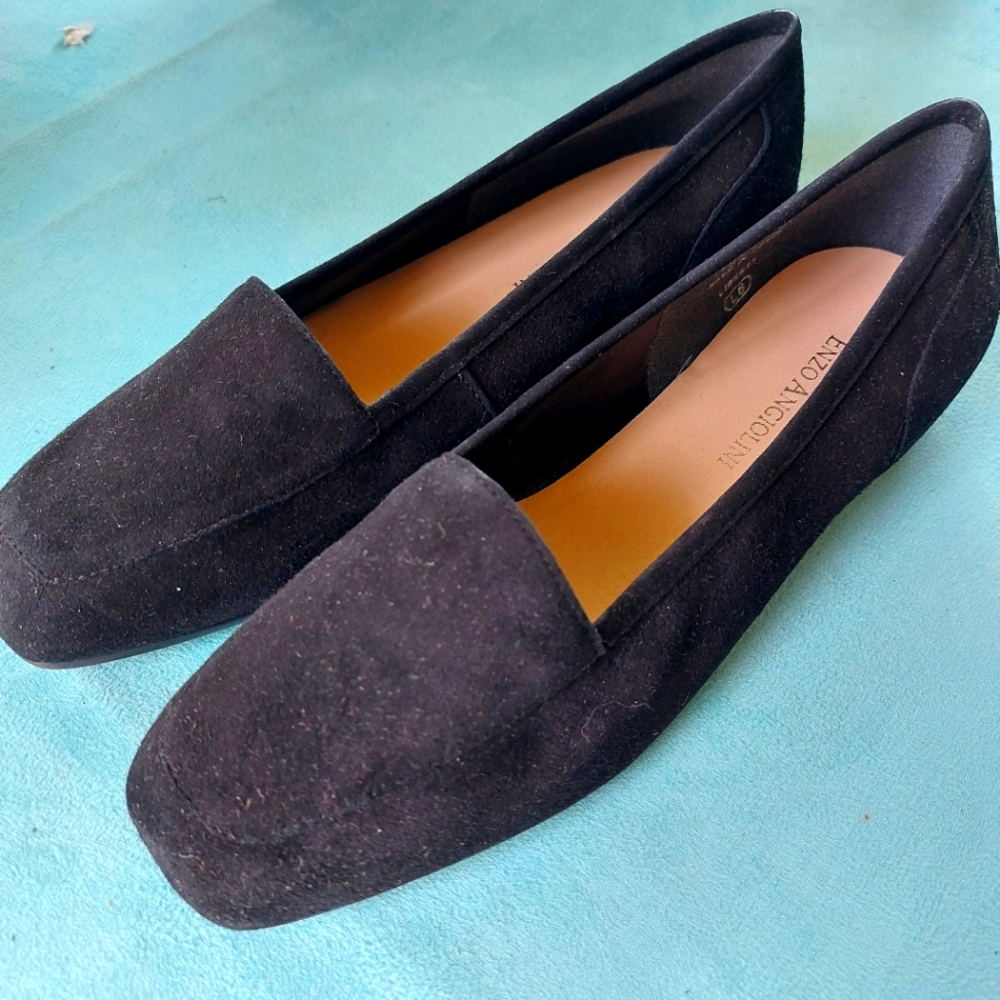 Enzo Angiolini Liberty L6 Vintage Black Leather Suede Flats Size 6M